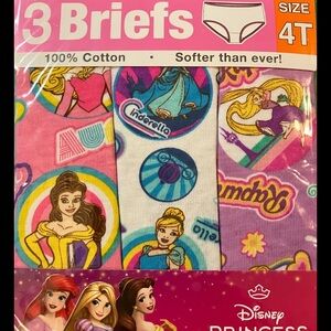 Disney Princess 3-Pack Girls Briefs Size 4T NIP